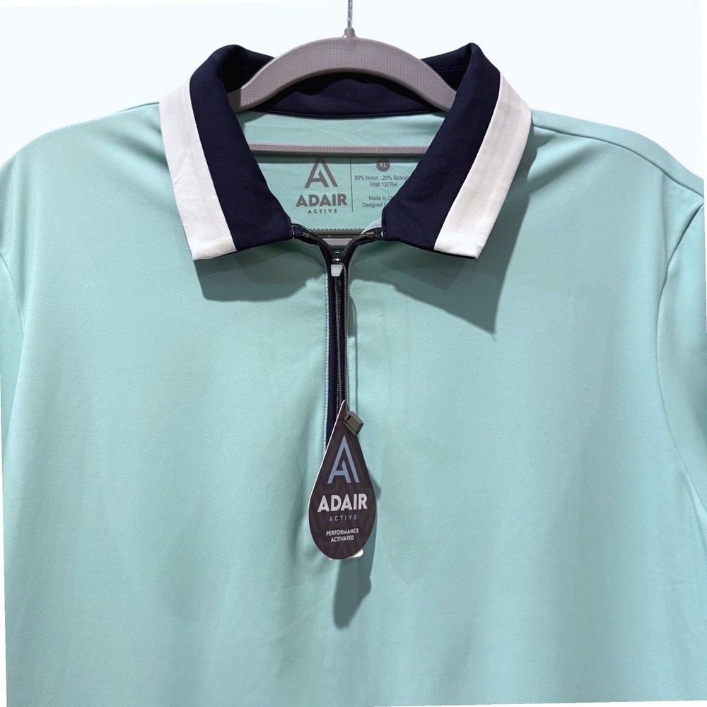 Adair Active Short Sleeve 1/4 Zip Polo Canal‎ Blue Snow Midnight Navy XL